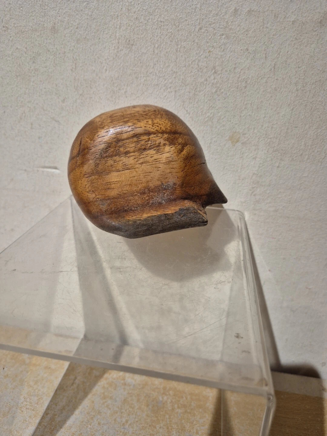 Wooden Cat Curled Up Sleeping Figurine Ornament Paperweight Figure