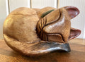 Hand Made Carved Wooden Sleeping Cat / Curled Up Cat Figure Sculpture